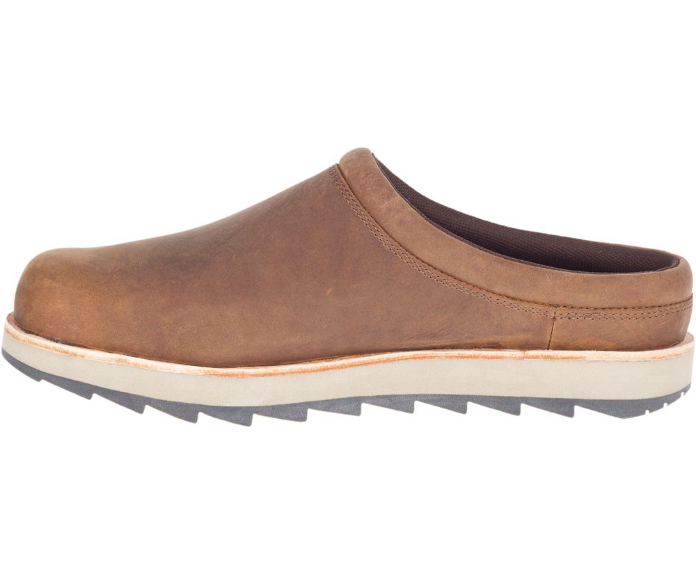 Merrell Slip Ons Brown - Juno Clog Leather - Mens 37HJKIWGT